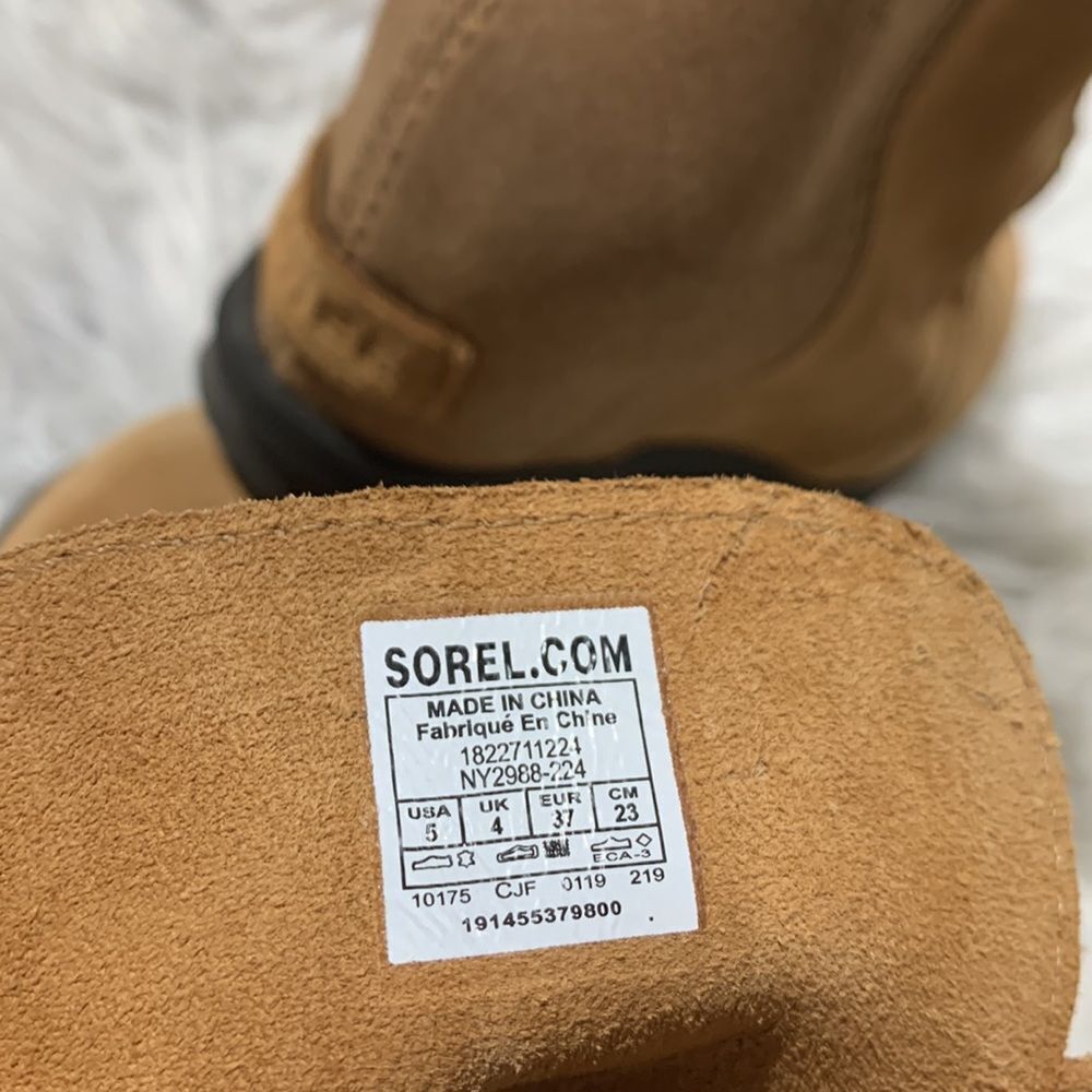 SOREL Joan Of Artic metallic & reg suede hidden wedge laceup bootie women’s sz 5 - Picture 9 of 11